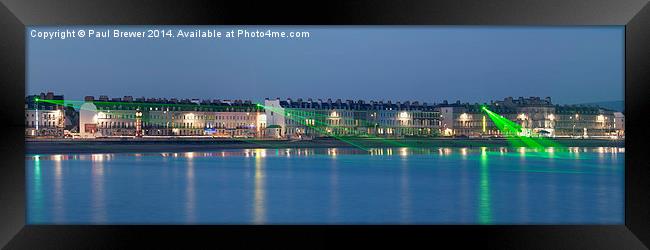  Weymouth Sea front at night in winter Framed Print by Paul Brewer