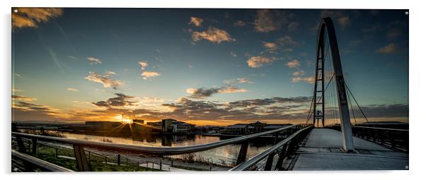 The Infinity Bridge at Dawn Panoramic Acrylic by Dave Hudspeth Landscape Photography