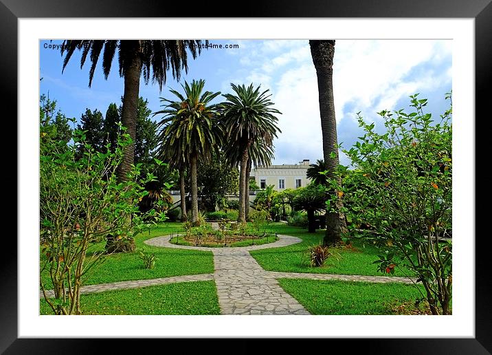  Achilleion Palace Gardens Framed Mounted Print by Diana Mower