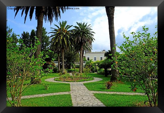  Achilleion Palace Gardens Framed Print by Diana Mower