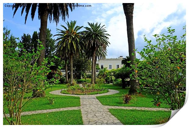  Achilleion Palace Gardens Print by Diana Mower