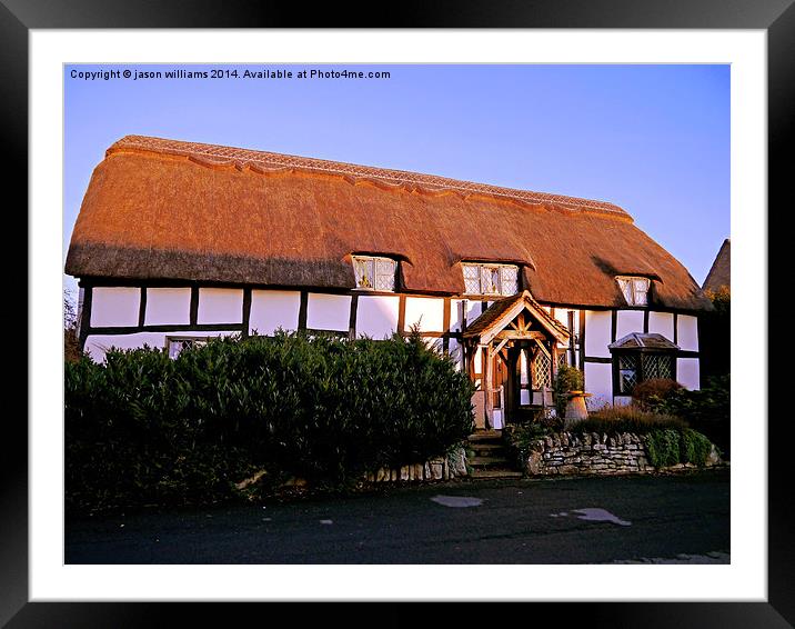 Old thatched  cottage in warm Sunlight. Framed Mounted Print by Jason Williams