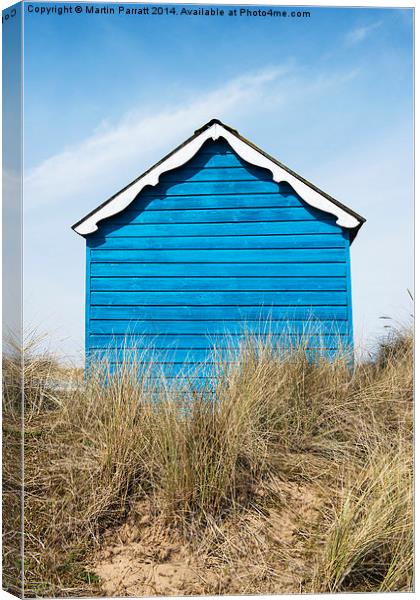 Blue Beach Hut Canvas Print by Martin Parratt