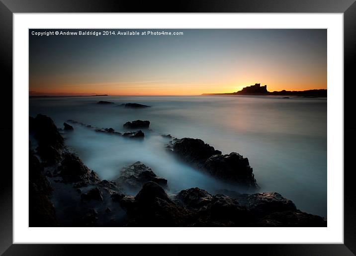  Bamburgh Silhouette Framed Mounted Print by Andrew Baldridge