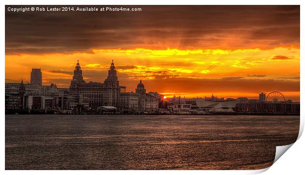  Liverpool sunrise Print by Rob Lester
