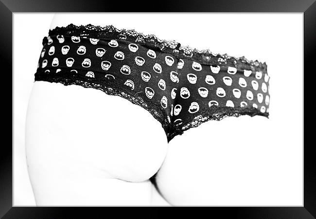 Funny female panties in black and white Framed Print by Gabor Pozsgai