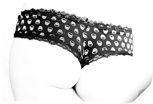 Funny female panties in black and white Print by Gabor Pozsgai