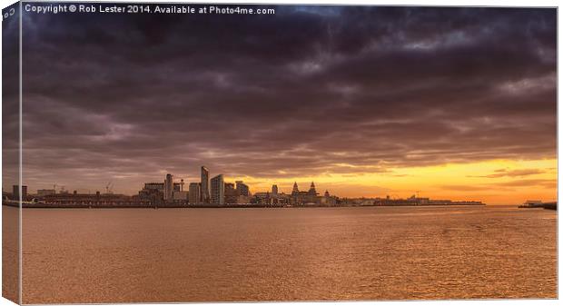  Mersey sunrise Canvas Print by Rob Lester