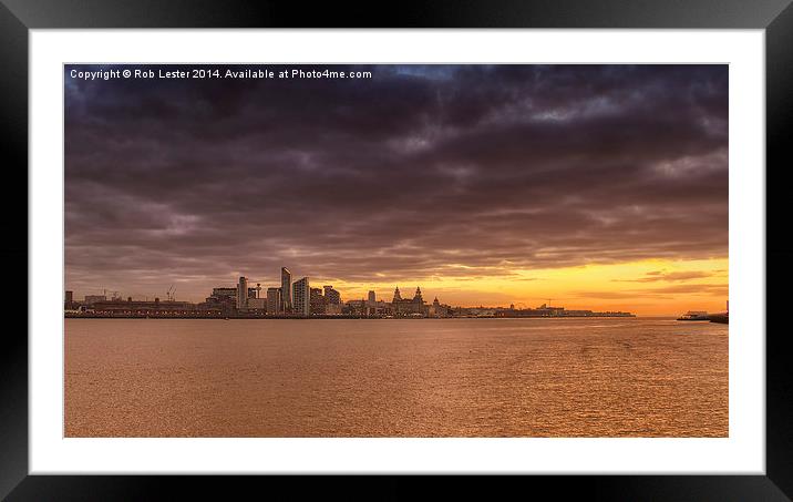  Mersey sunrise Framed Mounted Print by Rob Lester