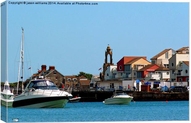 Swanage Seafront & Clock tower   Canvas Print by Jason Williams