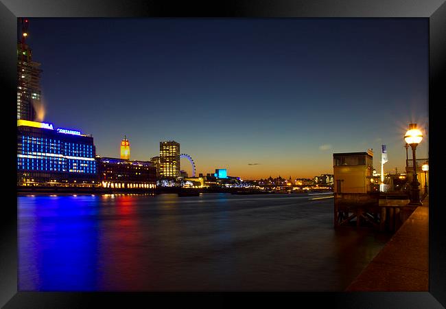 Night Oxo Tower skyline Framed Print by David French