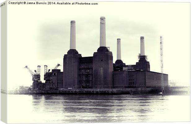 Battersea Power Station Vintage Canvas Print by Jasna Buncic