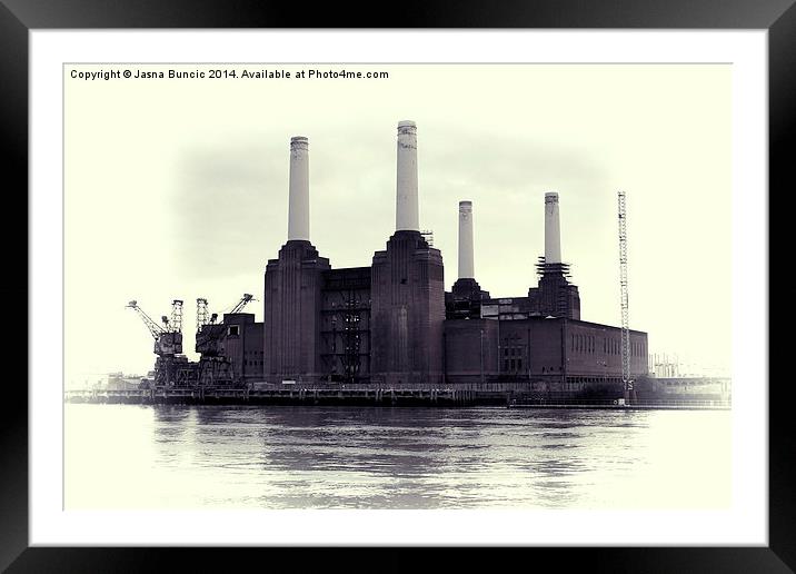 Battersea Power Station Vintage Framed Mounted Print by Jasna Buncic