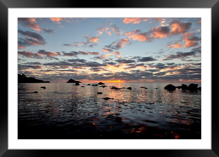  Colourful sunrise at Meadfoot Beach Torquay Framed Mounted Print by Rosie Spooner