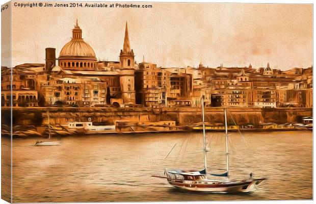  Valletta Malta in the style of Georgia O'Keefe Canvas Print by Jim Jones