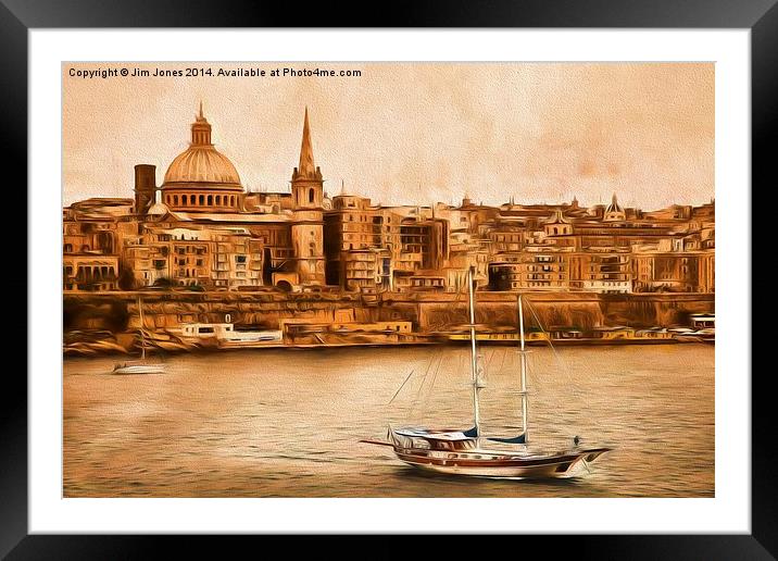  Valletta Malta in the style of Georgia O'Keefe Framed Mounted Print by Jim Jones