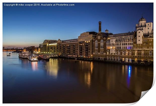  Butlers wharf London,river thames Print by mike cooper