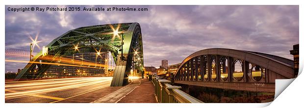  Wear and Wearmouth Bridges  Print by Ray Pritchard