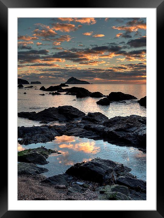 Meadfoot Beach Torquay Sunrise portrait view Framed Mounted Print by Rosie Spooner