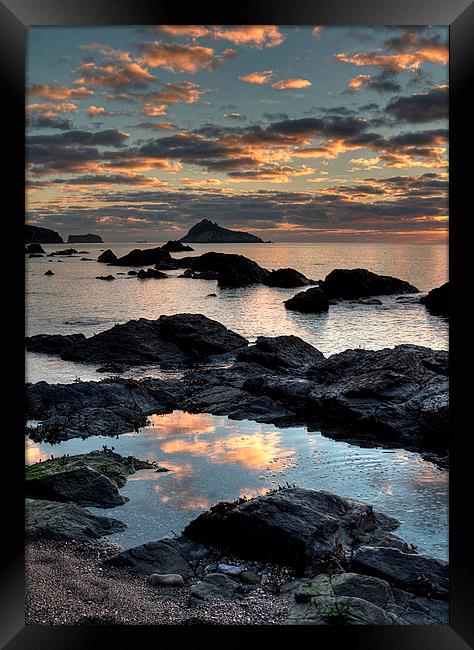 Meadfoot Beach Torquay Sunrise portrait view Framed Print by Rosie Spooner