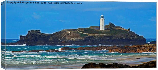  Godrevy Lighthouse view from Gwithian Beach Canvas Print by Raymond Ball