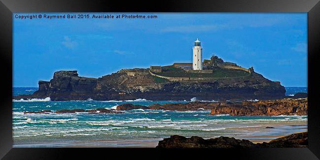  Godrevy Lighthouse view from Gwithian Beach Framed Print by Raymond Ball