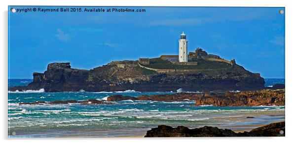  Godrevy Lighthouse view from Gwithian Beach Acrylic by Raymond Ball