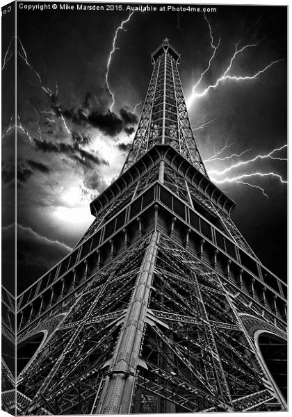 Eiffel Tower - Lightning Storm Canvas Print by Mike Marsden