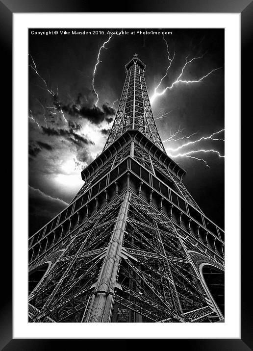 Eiffel Tower - Lightning Storm Framed Mounted Print by Mike Marsden