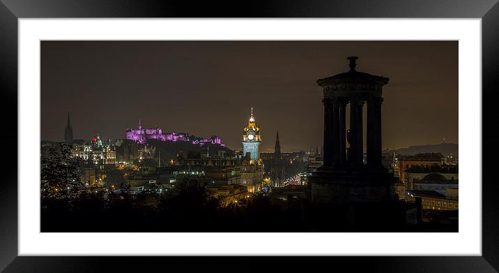  Edinburgh Skyline at Night Framed Mounted Print by Buster Brown