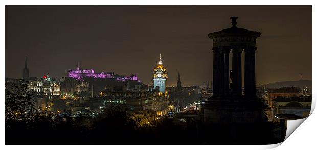  Edinburgh Skyline at Night Print by Buster Brown