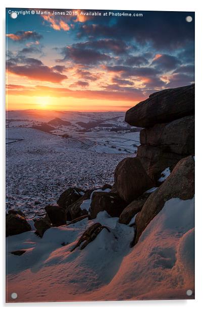  Winter Sunset over Higger Tor Acrylic by K7 Photography