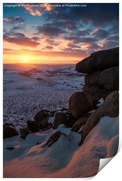  Winter Sunset over Higger Tor Print by K7 Photography
