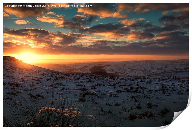 Higger Tor Winter Sunset Print by K7 Photography