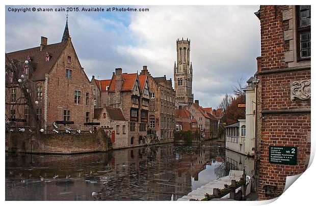  Frozen Bruges Print by Sharon Cain