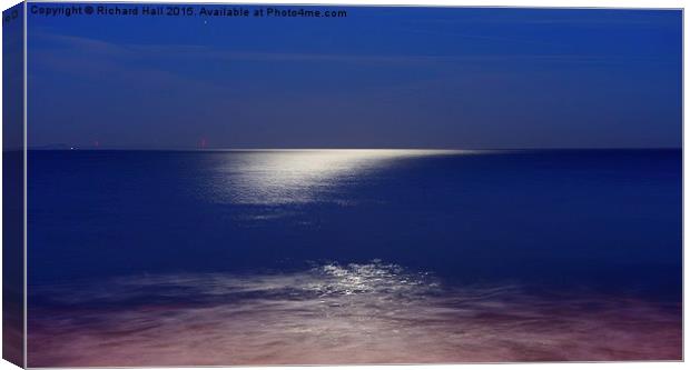  Moonlight Over Swanage Bay  Canvas Print by Richard Hall
