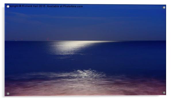  Moonlight Over Swanage Bay  Acrylic by Richard Hall