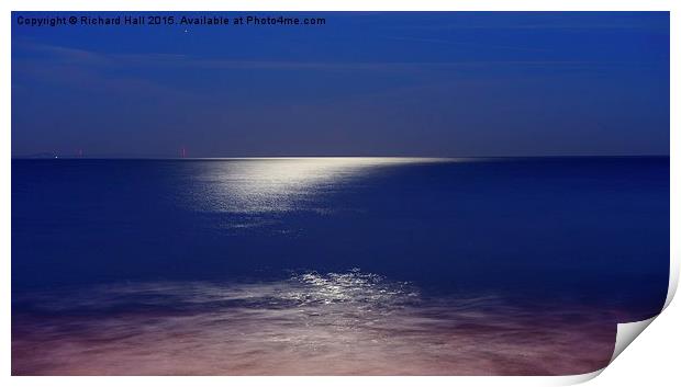  Moonlight Over Swanage Bay  Print by Richard Hall
