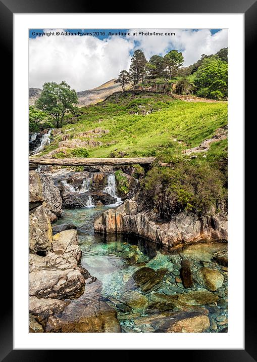 Watkin Path Waterfall Snowdonia Wales  Framed Mounted Print by Adrian Evans