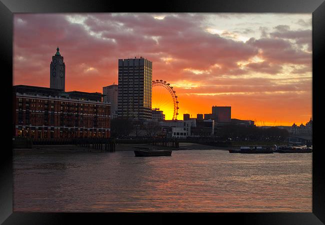 Oxo Tower London Eye Sunset Framed Print by David French