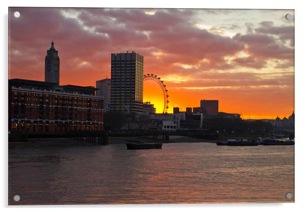 Oxo Tower London Eye Sunset Acrylic by David French
