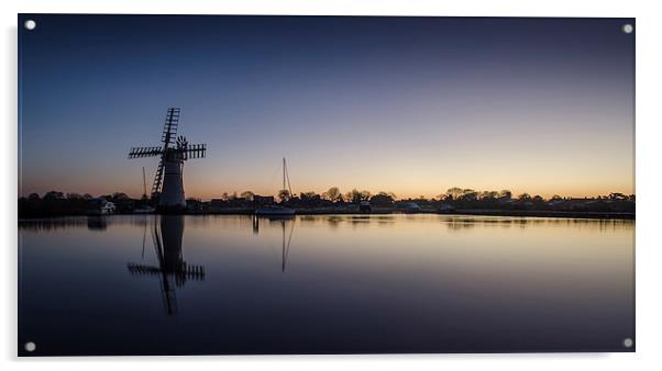  Thurne windmill at first light panorama Acrylic by Darren Carter