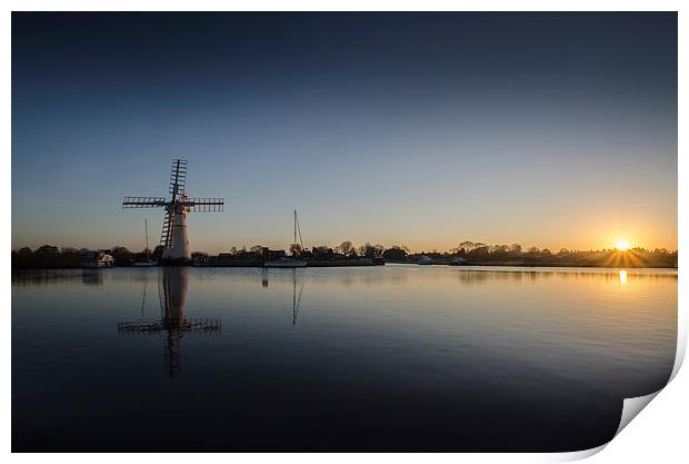  Thurne Windmill sunrise Print by Darren Carter