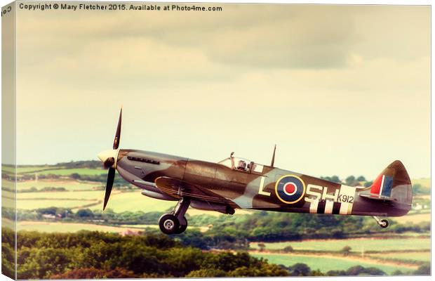  Spitfire in Flight Canvas Print by Mary Fletcher