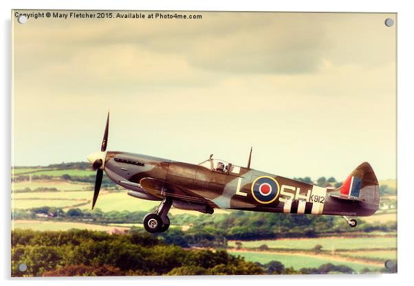  Spitfire in Flight Acrylic by Mary Fletcher