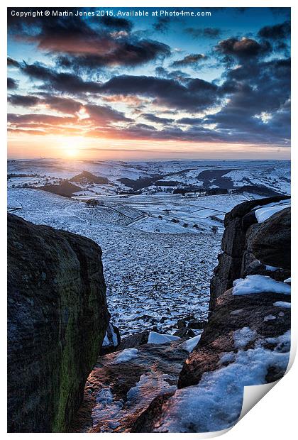 Snow over Higger Tor Print by K7 Photography