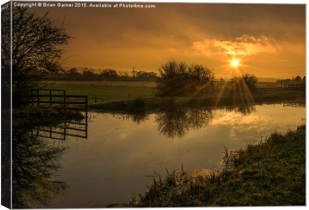  Sunset over the Grantham Canal Canvas Print by Brian Garner