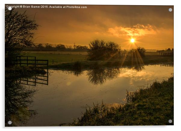  Sunset over the Grantham Canal Acrylic by Brian Garner