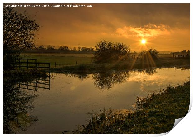  Sunset over the Grantham Canal Print by Brian Garner