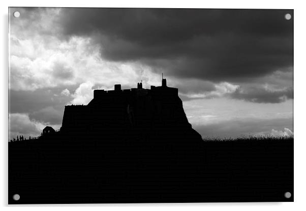  Lindifarne Castle at Holy Island in silhouette. Acrylic by Ivan Kovacs